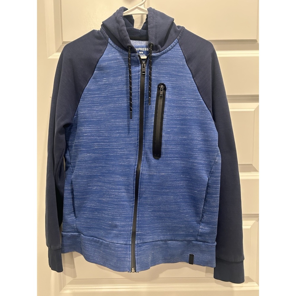 Express Athletic Zip Up Hoodie Blue Men's Size Medium